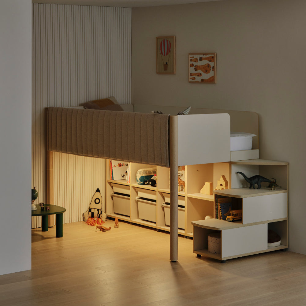 DOODLE 兒童上下舖 B 階梯櫃型 (含下方照明 & 側邊防護墊)