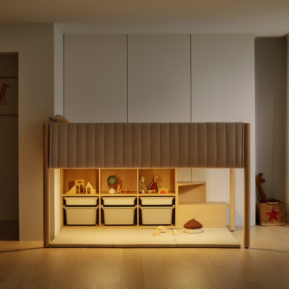 DOODLE 兒童上下舖 C 隱藏階梯櫃型 (含下方照明 & 側邊防護墊)