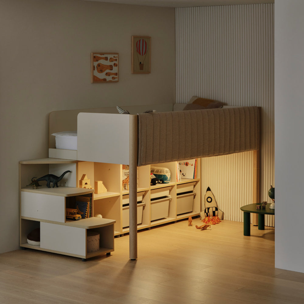 DOODLE 兒童上下舖 B 階梯櫃型 (含下方照明 & 側邊防護墊)