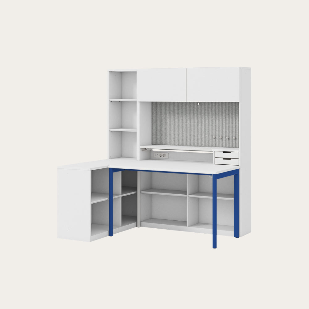 NEWT L型書桌組 (五層收納櫃含門片)