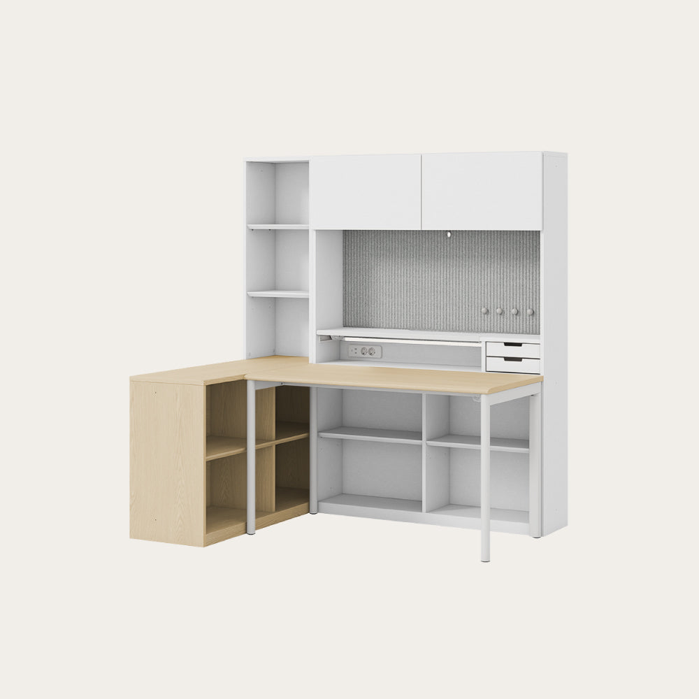 NEWT L型書桌組 (五層收納櫃含門片)