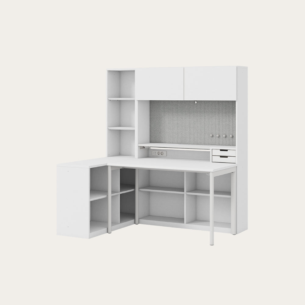 NEWT L型書桌組 (五層收納櫃含門片)