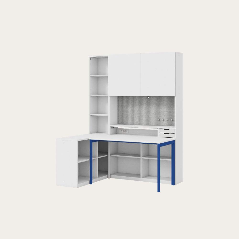 NEWT L型書桌組 (六層收納櫃含門片)