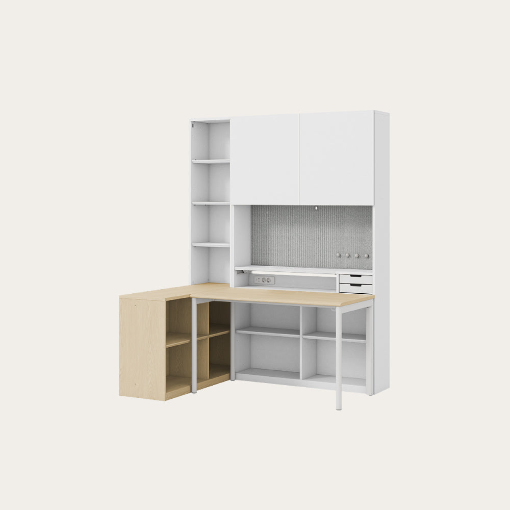 NEWT L型書桌組 (六層收納櫃含門片)