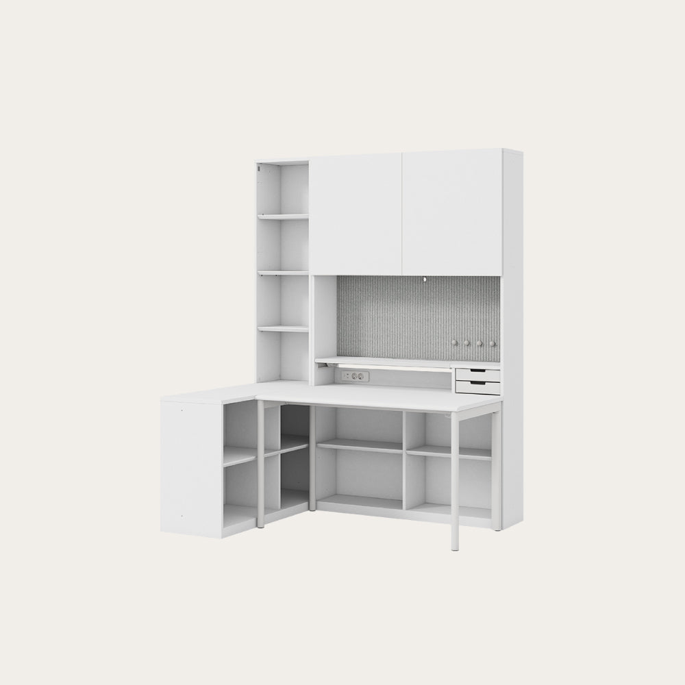 NEWT L型書桌組 (六層收納櫃含門片)