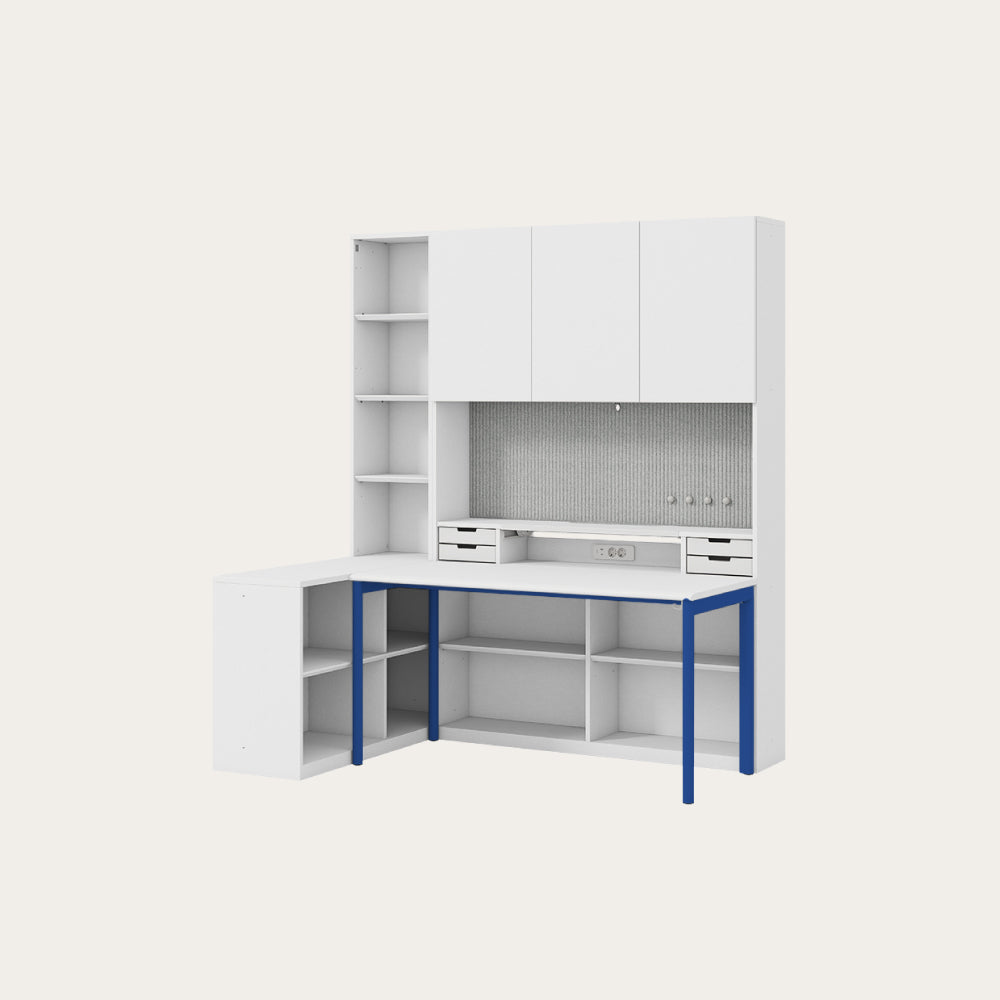 NEWT L型書桌組 (六層收納櫃含門片)