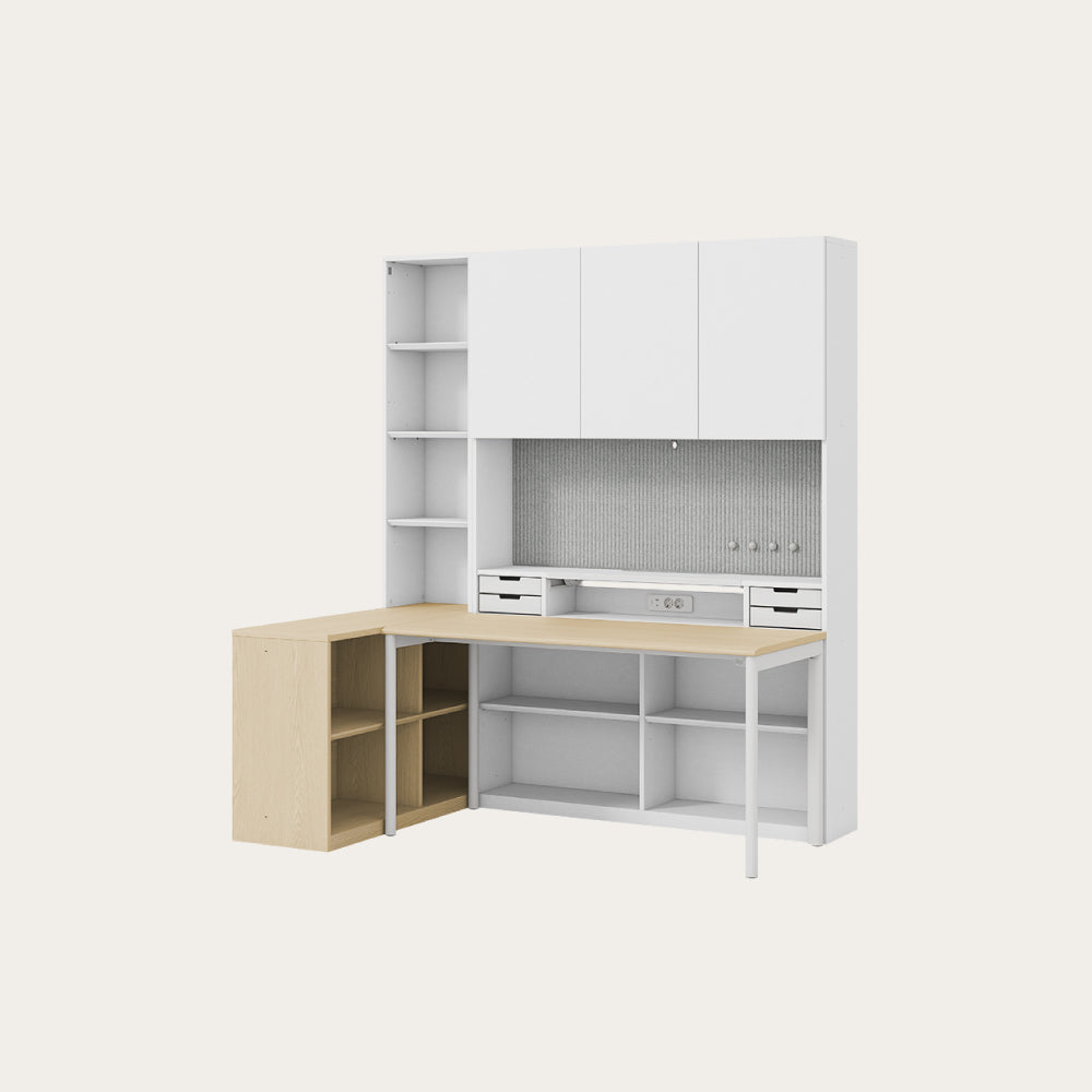 NEWT L型書桌組 (六層收納櫃含門片)