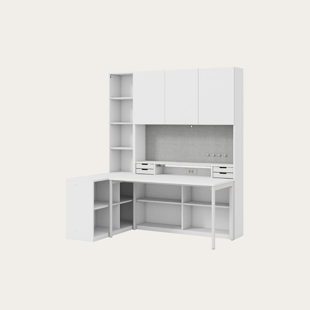 NEWT L型書桌組 (六層收納櫃含門片)