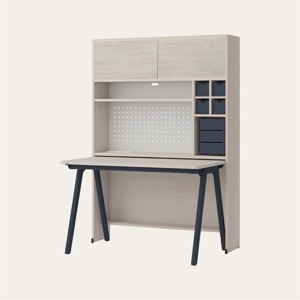 ROY 1200型 5層收納型書桌組 (集線槽,附LED+門片)