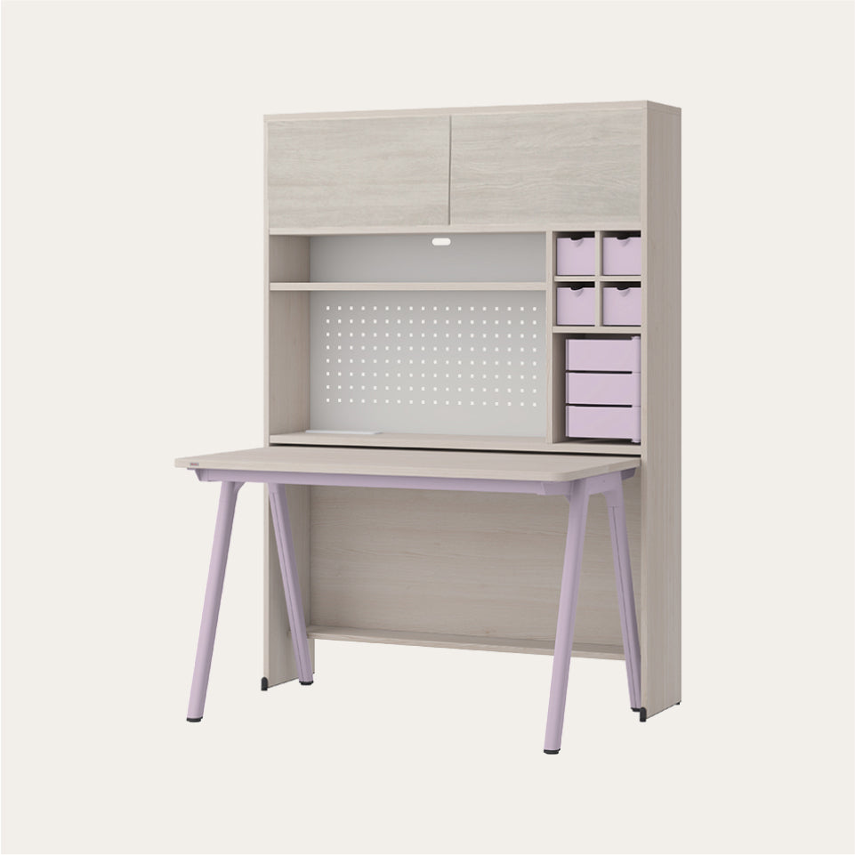 ROY 1200型 5層收納型書桌組 (集線槽,附LED+門片)