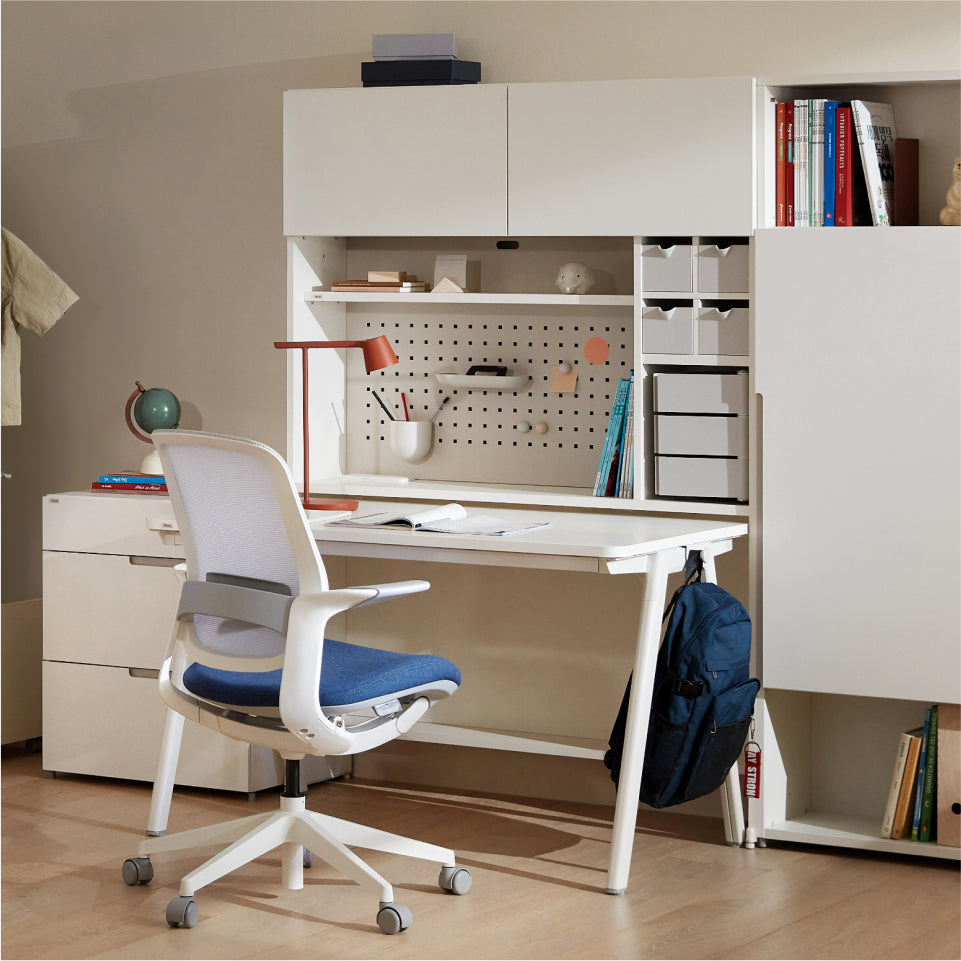 ROY 1200型 5層收納型書桌組 (集線槽,附LED+門片)