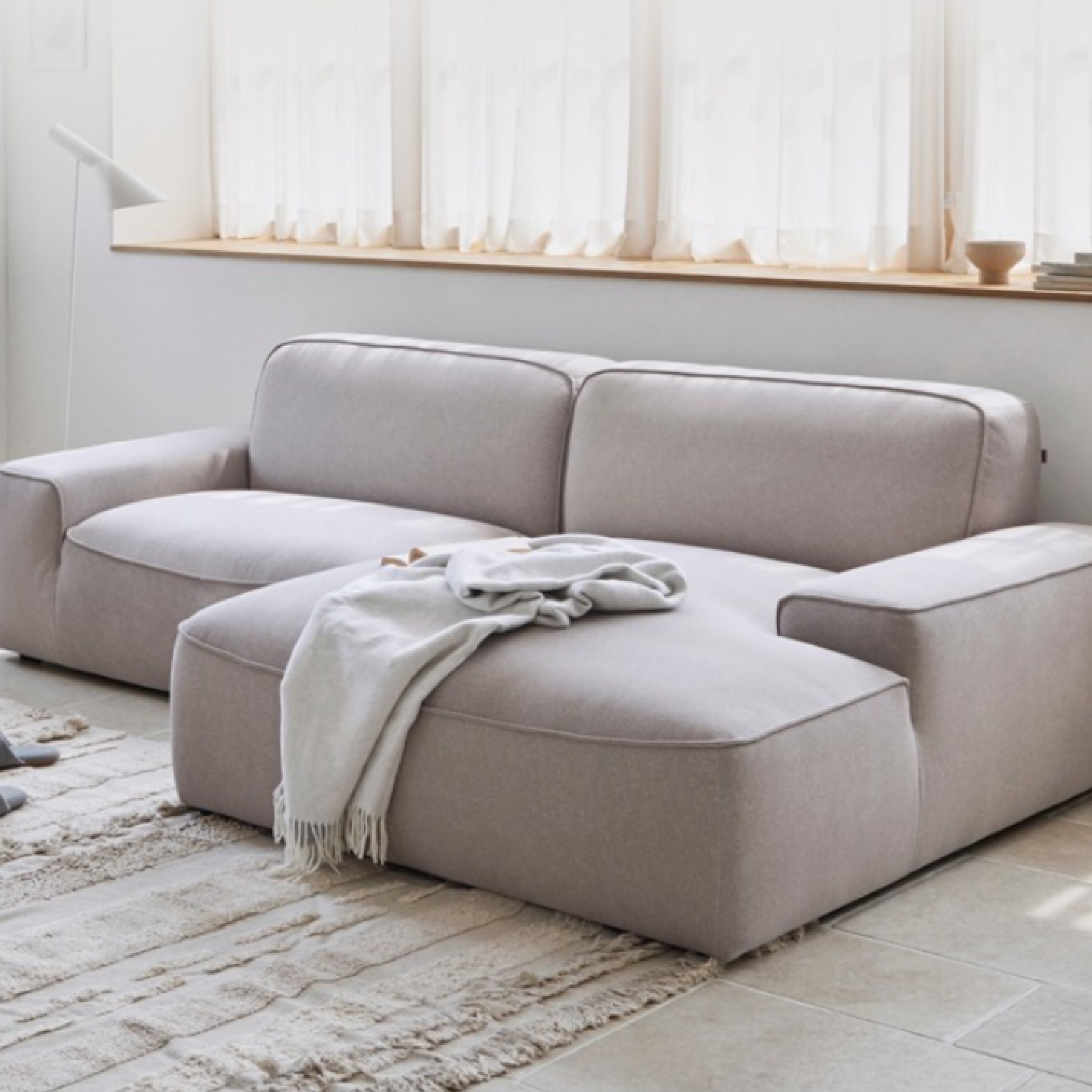 COPENHAGEN 4人座L字型布質沙發(R)